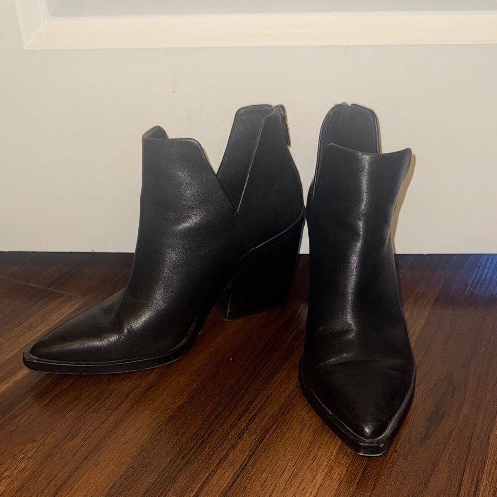 Black Leather Ankle Boots- Vince Camuto